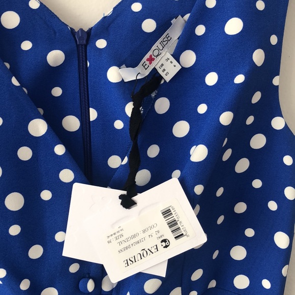 NWT Gorgeous Exquise blue polka dot dress!! - Picture 9 of 12